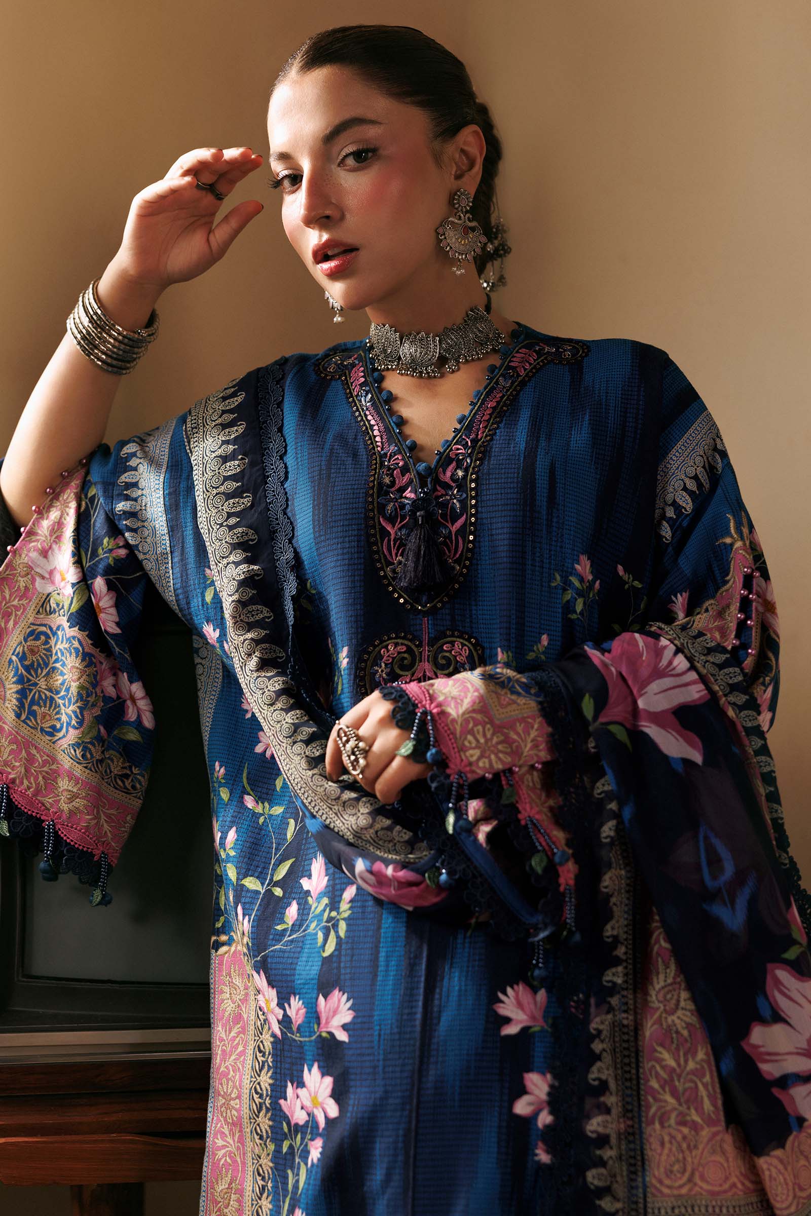 Mb-cusv15-05a-b M Basics Agla Station Winter 26 3 Pc Unstitched Embroidered Slub Khaddar Suit | MB-CUSV15-05A– MB-CUSV15-05A-b