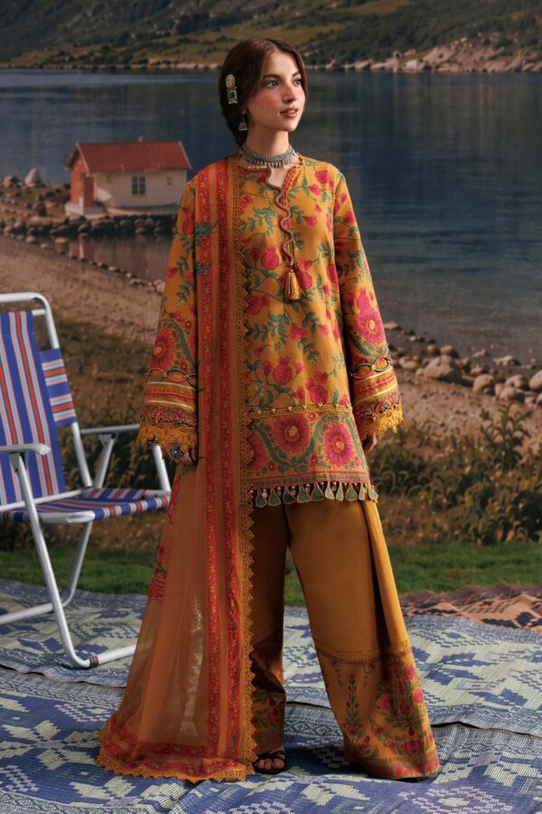 MB-CUSV15-06B-A M Basics Agla Station Winter 26 3 Pc Unstitched Embroidered Slub Khaddar Suit | MB-CUSV15-06B