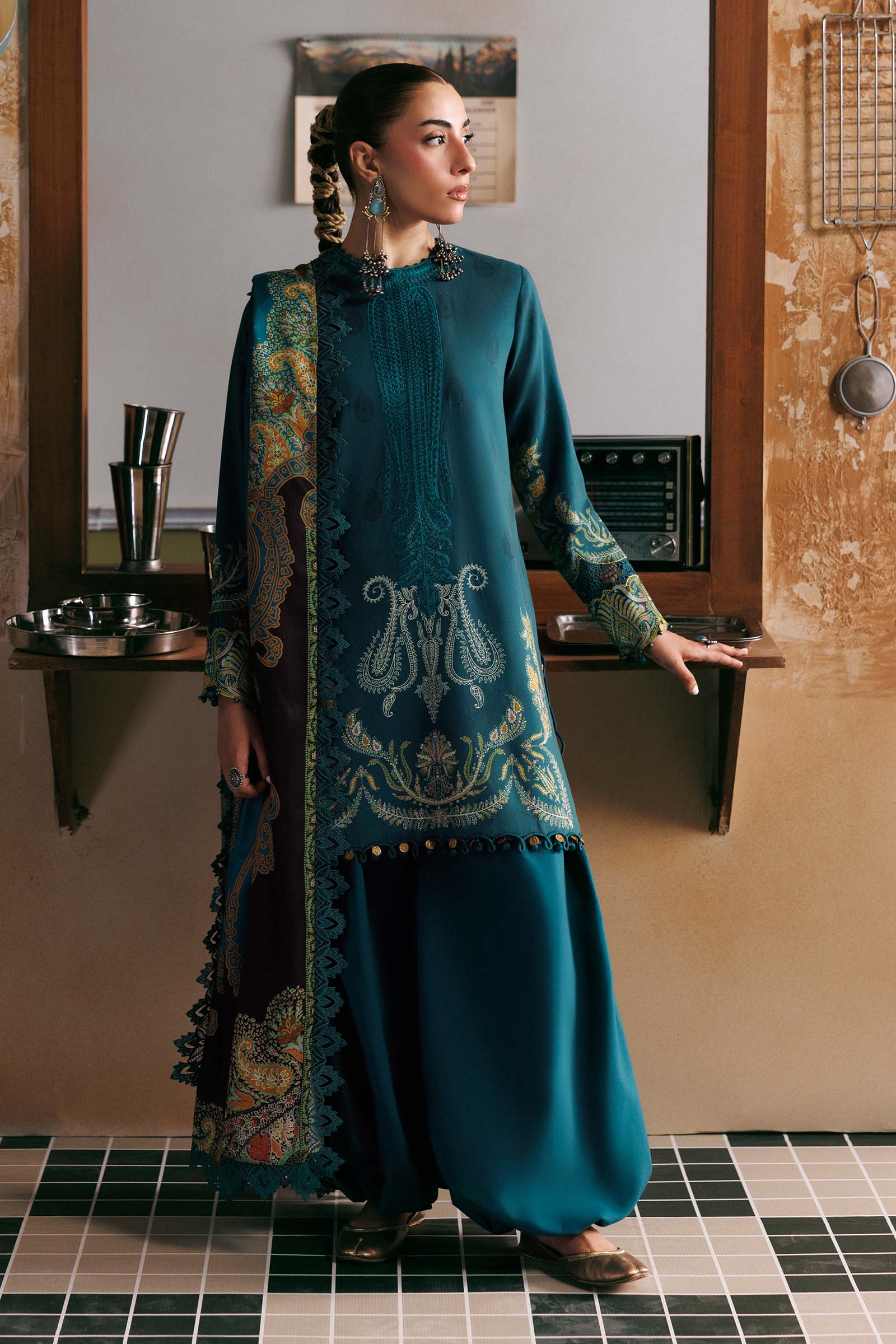 Mb-cusv15-11a-a M Basics Agla Station Winter 26 3 Pc Unstitched Embroidered Linen Suit | MB-CUSV15-11A