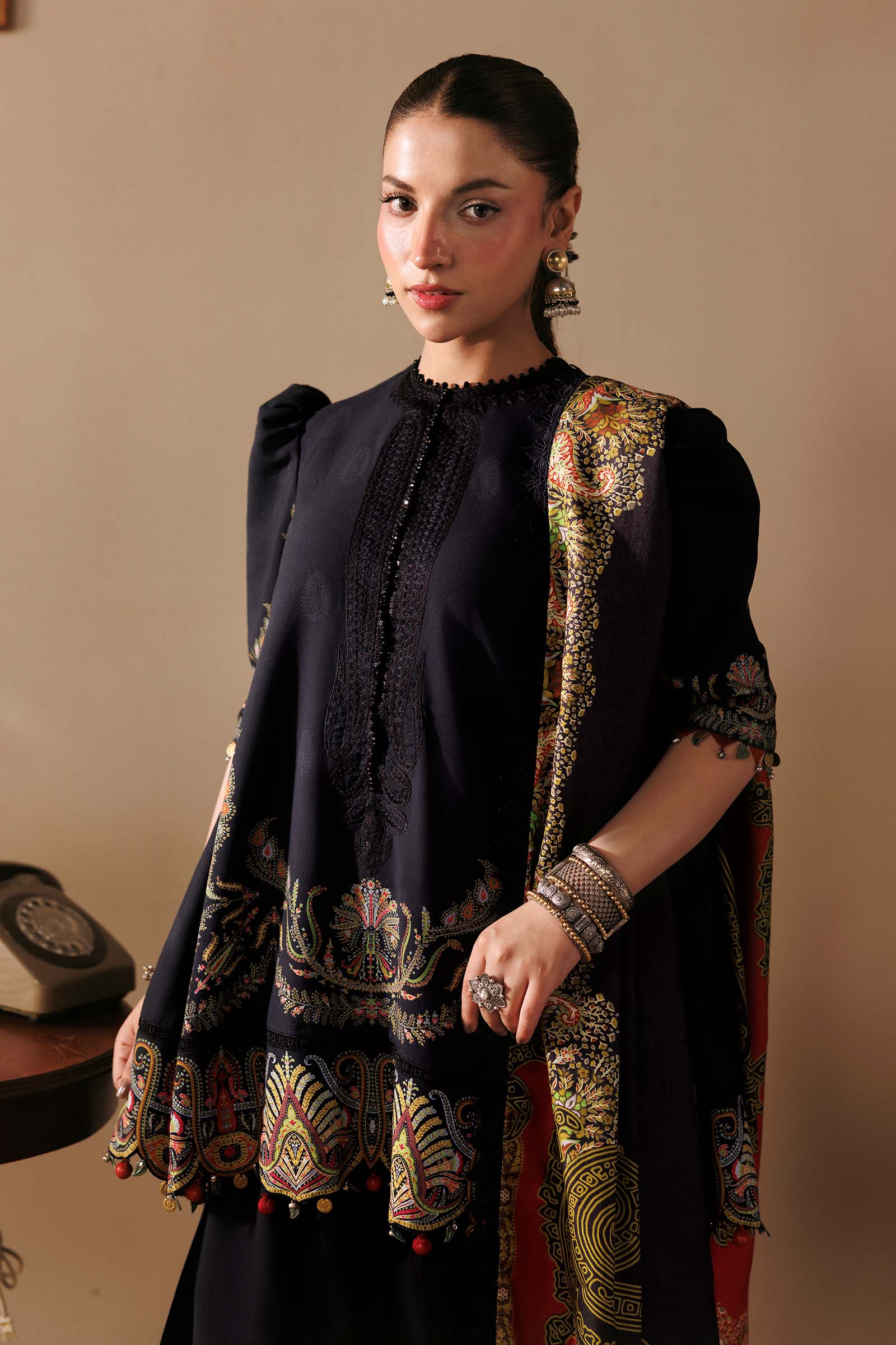 Mb-cusv15-11b-a M Basics Agla Station Winter 26 3 Pc Unstitched Embroidered Linen Suit | MB-CUSV15-11B