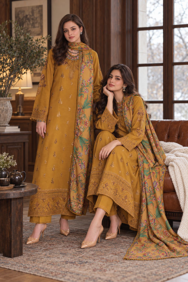 MustardFloralDuoinWinterSalon-6 Noor by Saadia Asad Winter Embroidered Printskhas 26 D4 B - Mustard Ochre– MustardFloralDuoinWinterSalon-6