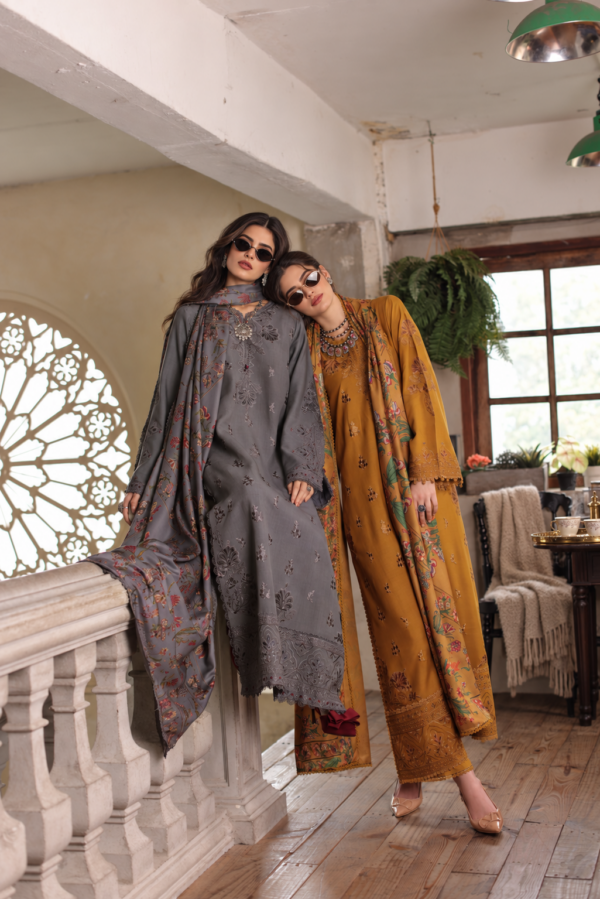 Pakistani_winter_fashion_at_stone_windows Noor by Saadia Asad Winter Embroidered Printskhas 26 D4 B - Mustard Ochre– Pakistani Winter Fashion at Stone Windows