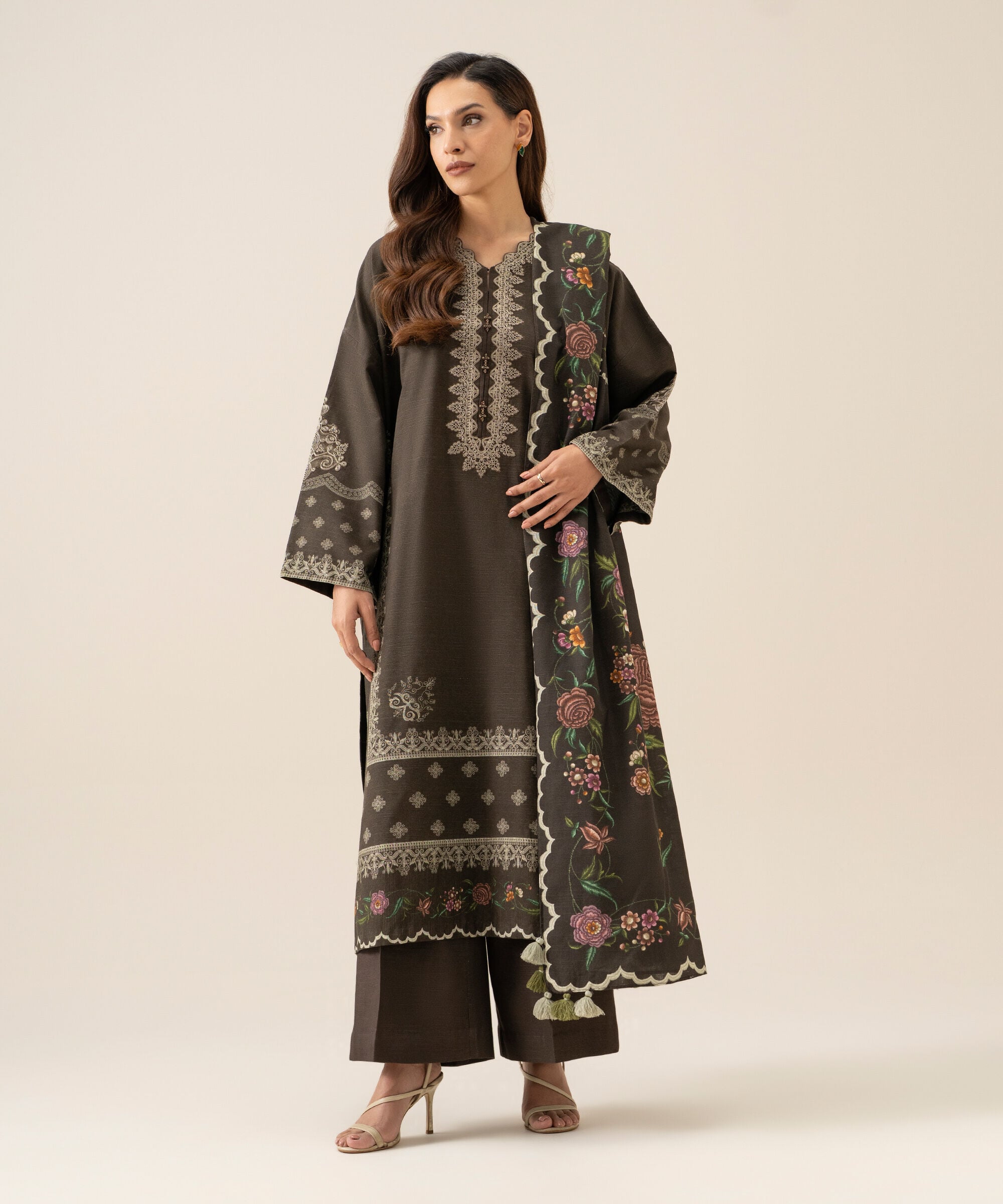 U2dedy26v917_2 Sapphire Unstitched Fall Winter 26 3 Piece - Embroidered Light Khaddar Suit | U2DEDY26V917
