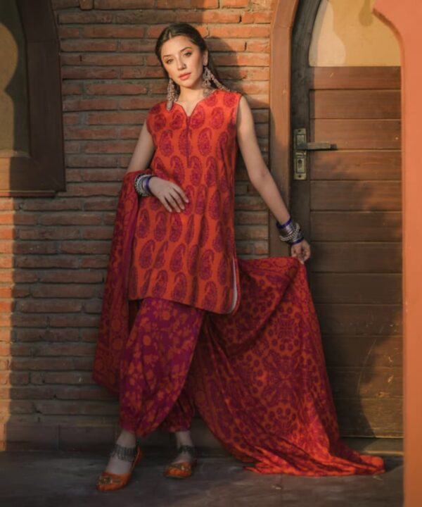 U3PD25V831TS_1 Sapphire Unstitched Fall Winter 26 3 Piece - Printed Cotton Viscose Suit | U3PD25V831TS