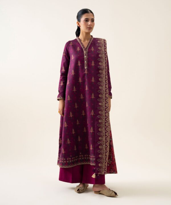 U3PDS26V9113_3 Sapphire Unstitched Fall Winter 26 3 PIECE - PRINTED LIGHT KHADDAR SUIT | U3PDS26V9113– U3PDS26V9113 3