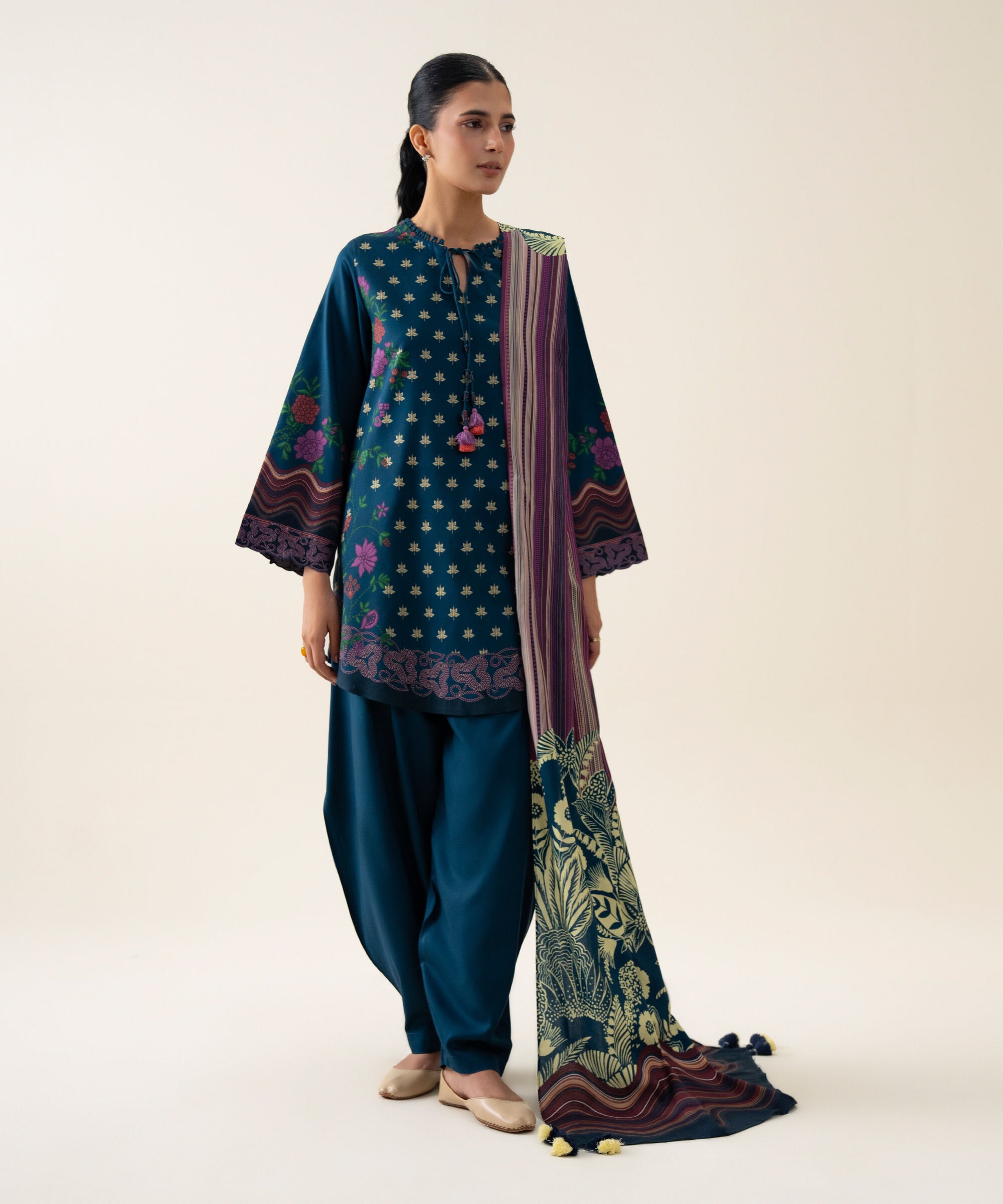 U3pdys26v998_2 Sapphire Unstitched Fall Winter 26 3 PIECE - PRINTED VISCOSE LINEN SUIT | U3PDYS26V998