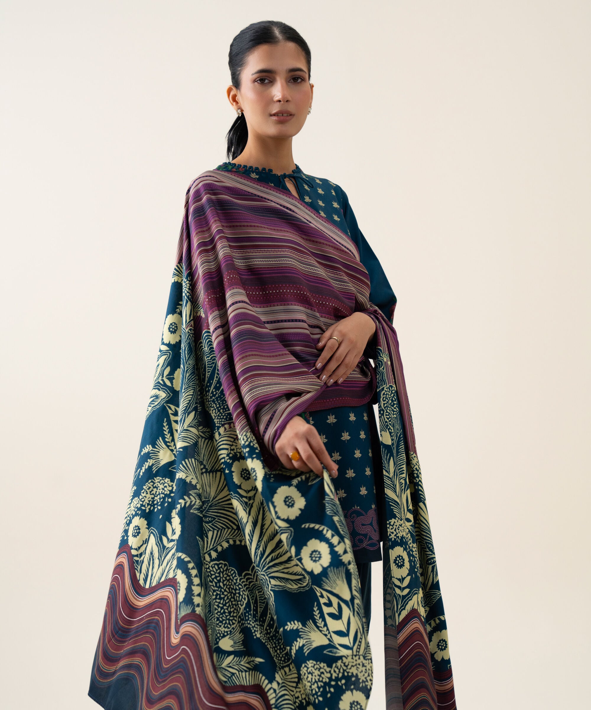 U3pdys26v998_5 Sapphire Unstitched Fall Winter 26 3 PIECE - PRINTED VISCOSE LINEN SUIT | U3PDYS26V998– U3PDYS26V998 5