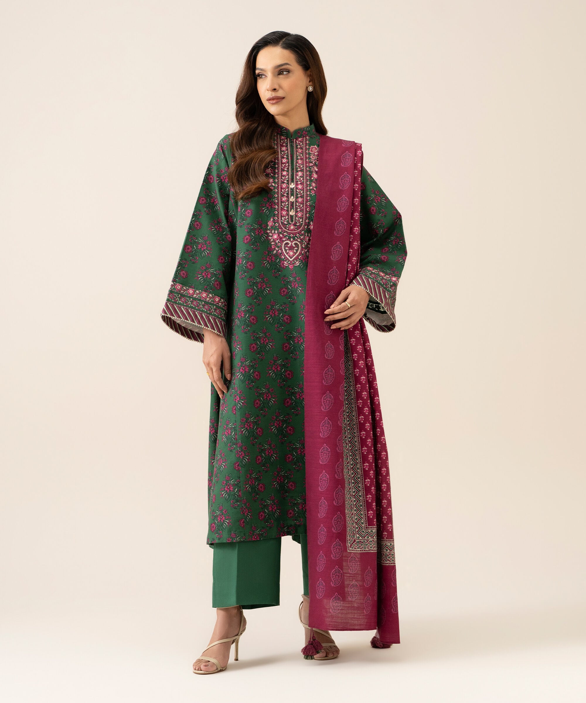 U3pedy26v966_2 Sapphire Unstitched Fall Winter 26 3 Piece - Embroidered Light Khaddar Suit | U3PEDY26V966