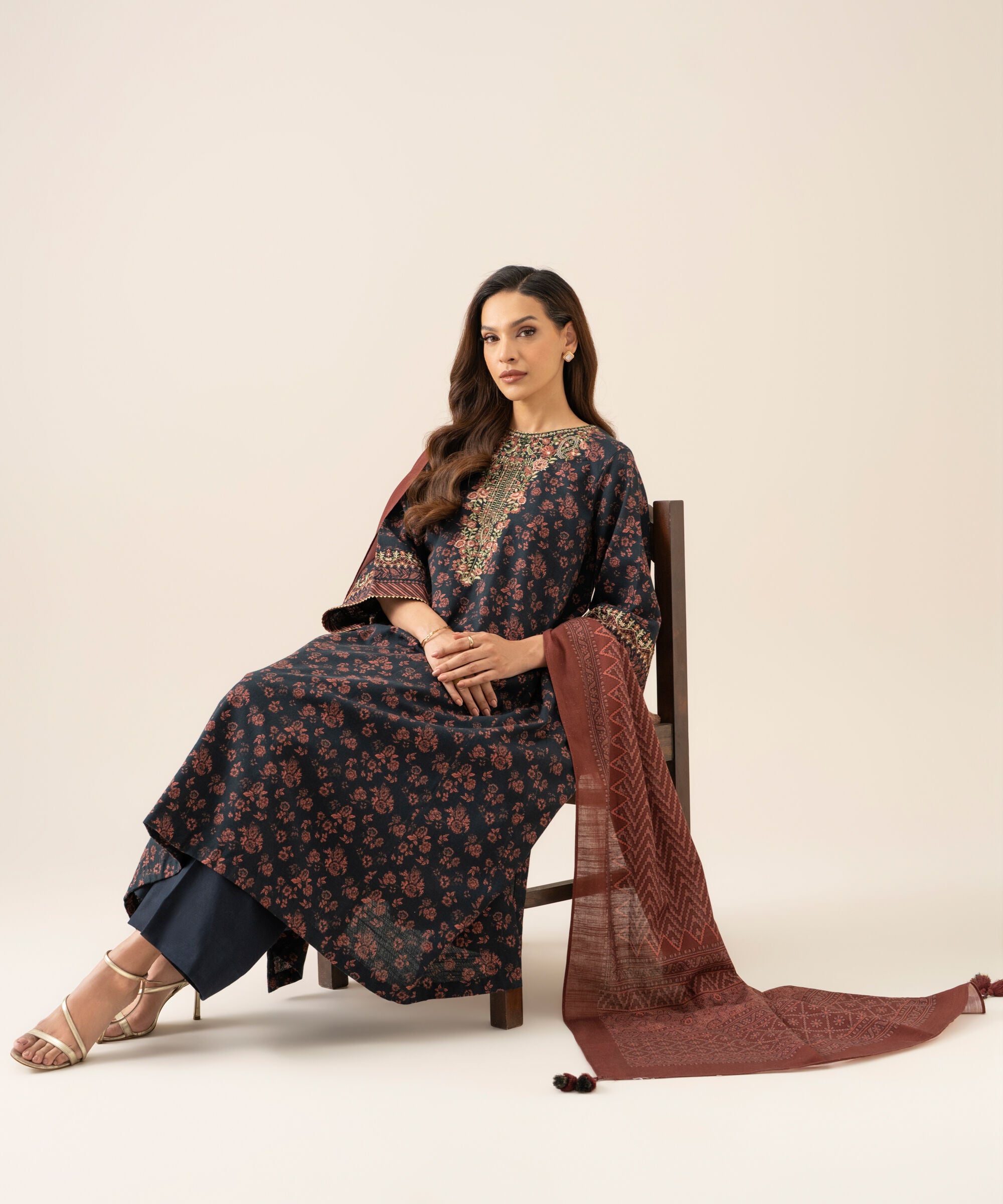 U3pedy26v967_2 Sapphire Unstitched Fall Winter 26 3 Piece - Embroidered Light Khaddar Suit | U3PEDY26V967