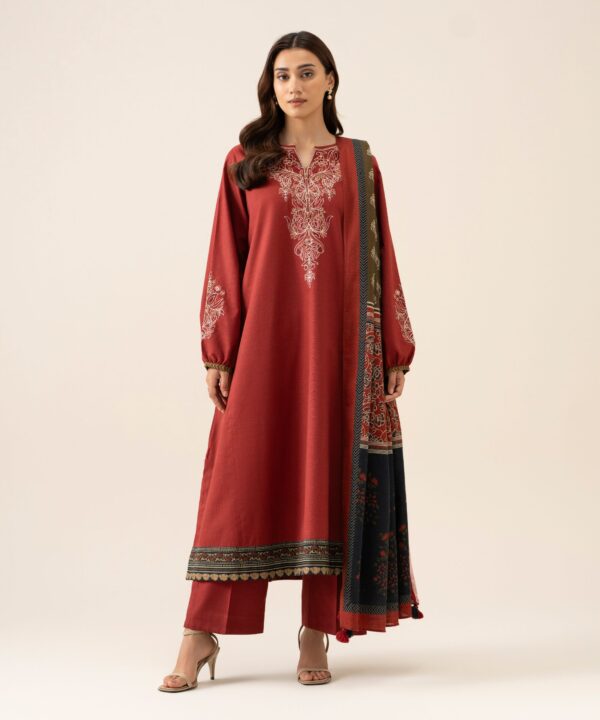 U3PEDY26V970_2 Sapphire Unstitched Fall Winter 26 3 Piece - Embroidered Light Khaddar Suit | U3PEDY26V970