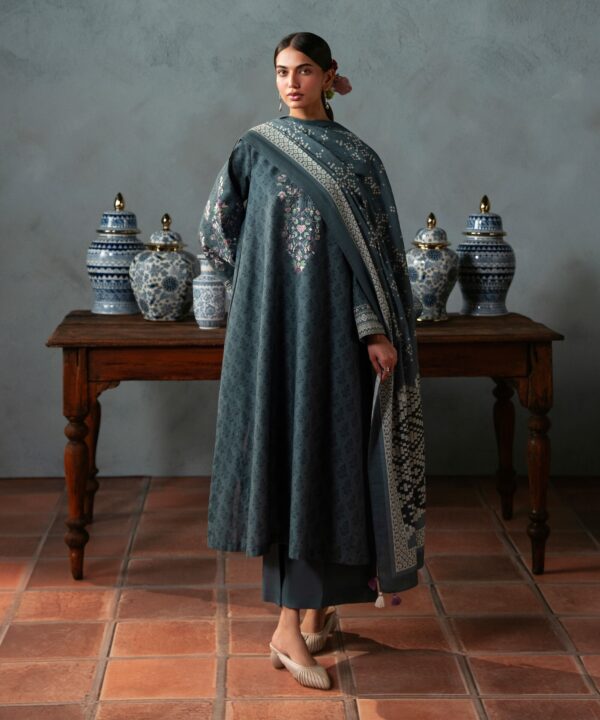 U3PEDY26V975_1 Sapphire Unstitched Fall Winter 26 3 Piece - Embroidered Light Khaddar Suit | U3PEDY26V975