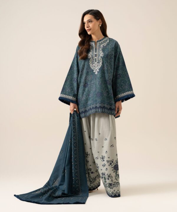 U3PEDY26V985_2 Sapphire Unstitched Fall Winter 26 3 Piece - Embroidered Premium Khaddar Suit | U3PEDY26V985