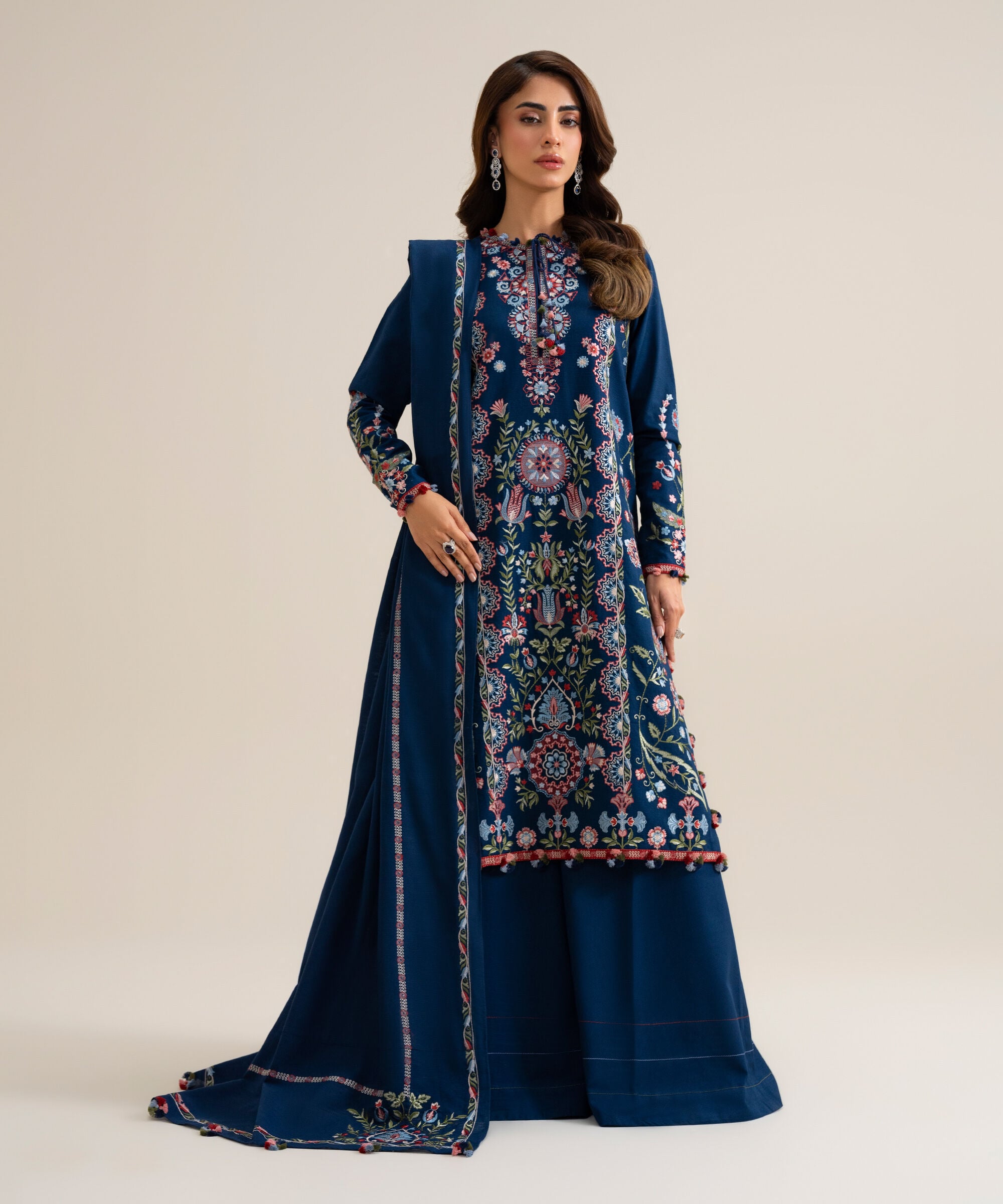 U3pelx26v926_2 Sapphire Unstitched Fall Winter 26 3 PIECE - EMBROIDERED KHADDAR SUIT | U3PELX26V926