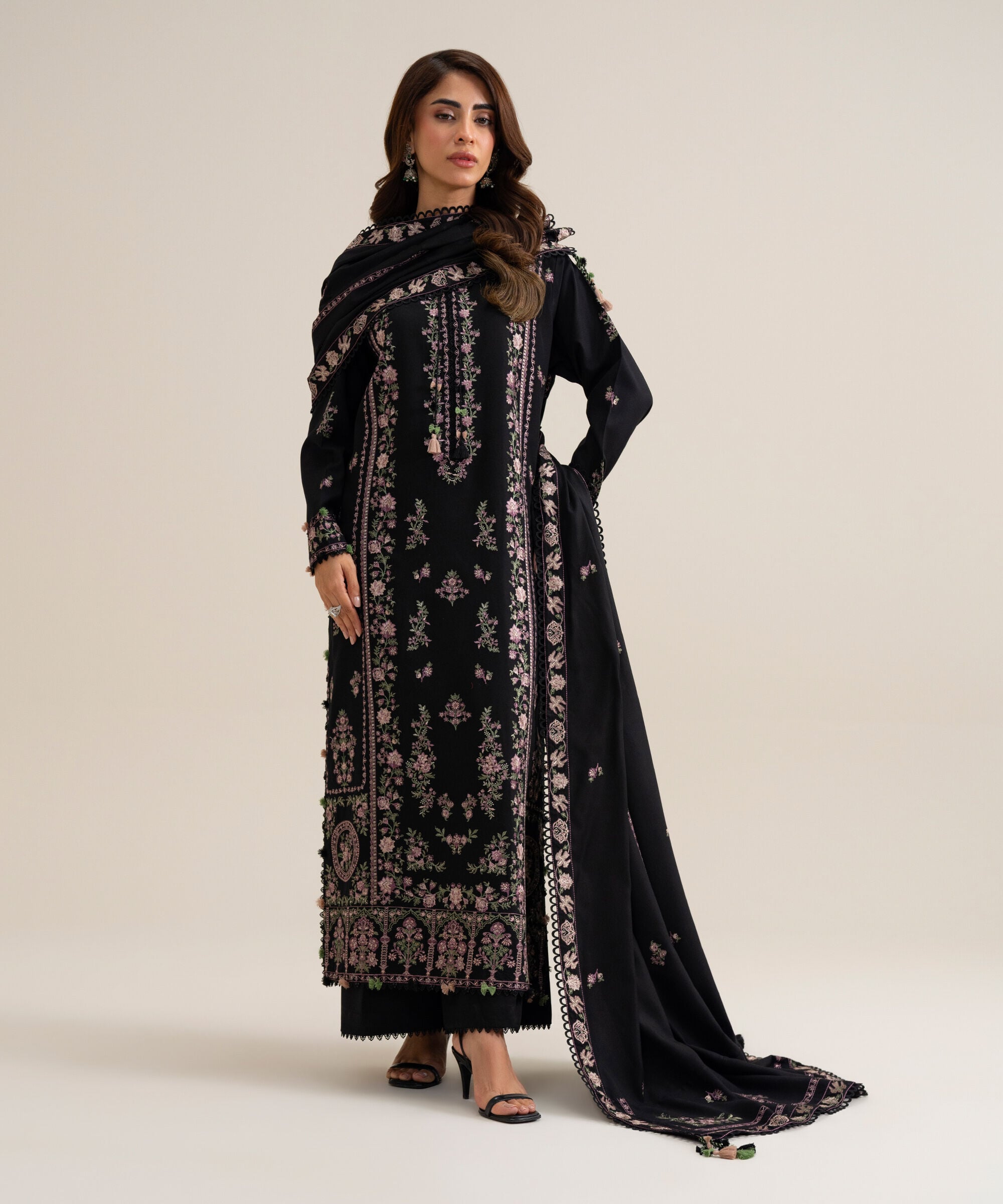 U3pelx26v944_2 Sapphire Unstitched Fall Winter 26 3 PIECE - EMBROIDERED MARINA SUIT | U3PELX26V944
