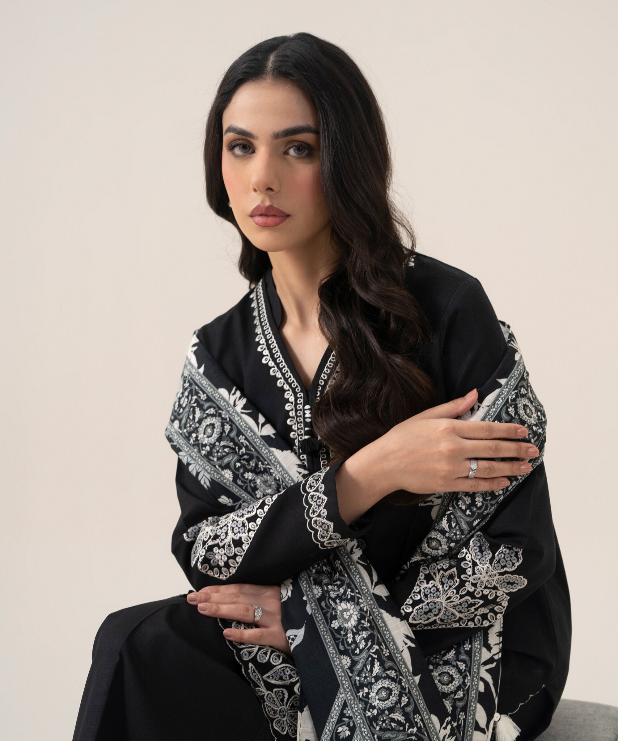 U3pesg26v928_6 Sapphire Unstitched Fall Winter 26 3 Piece - Embroidered Khaddar Suit | U3PESG26V928– U3PESG26V928 6