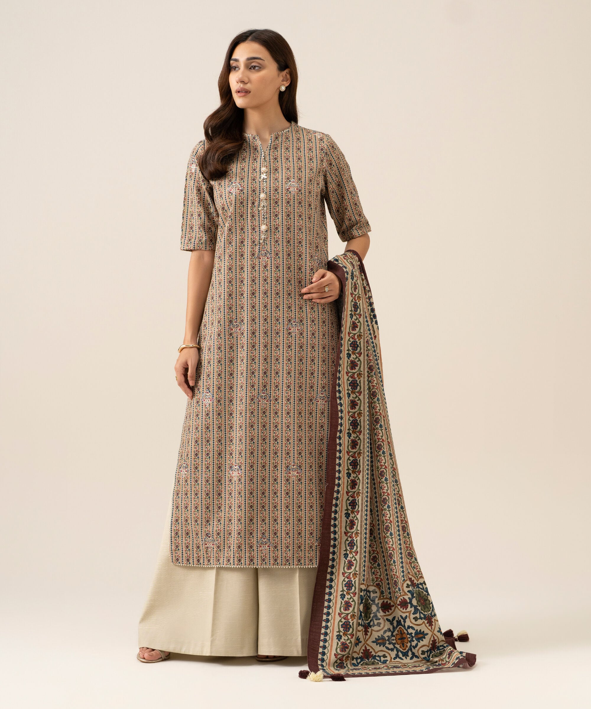 U3pesg26v937_3 Sapphire Unstitched Fall Winter 26 3 Piece - Embroidered Light Khaddar Suit | U3PESG26V937– U3PESG26V937 3