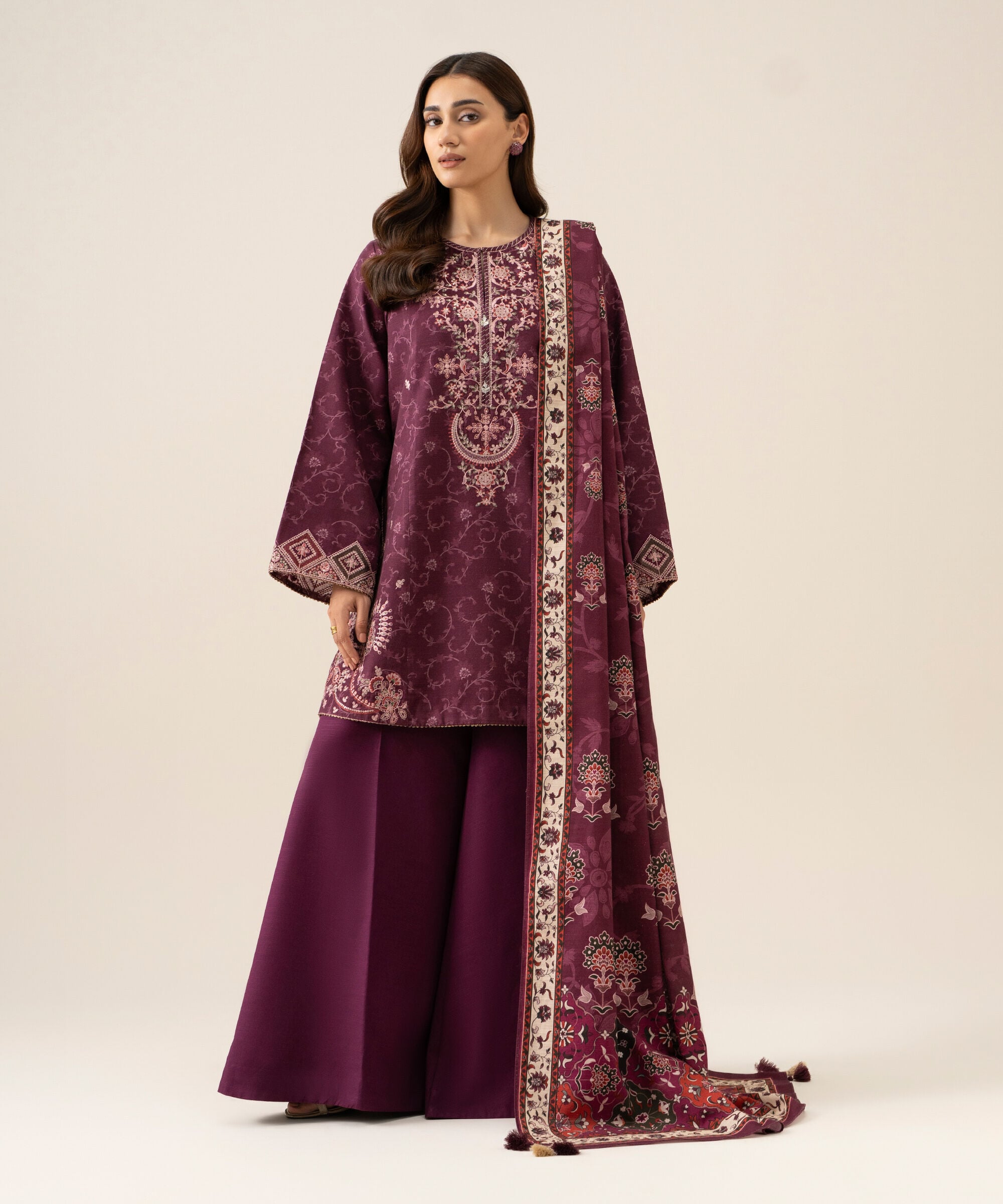 U3pesg26v939_2 Sapphire Unstitched Fall Winter 26 3 Piece - Embroidered Light Khaddar Suit | U3PESG26V939