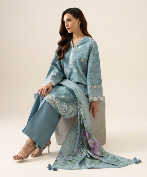 U3PESG26V942_2 Sapphire Unstitched Fall Winter 26 3 Piece - Embroidered Light Khaddar Suit | U3PESG26V942