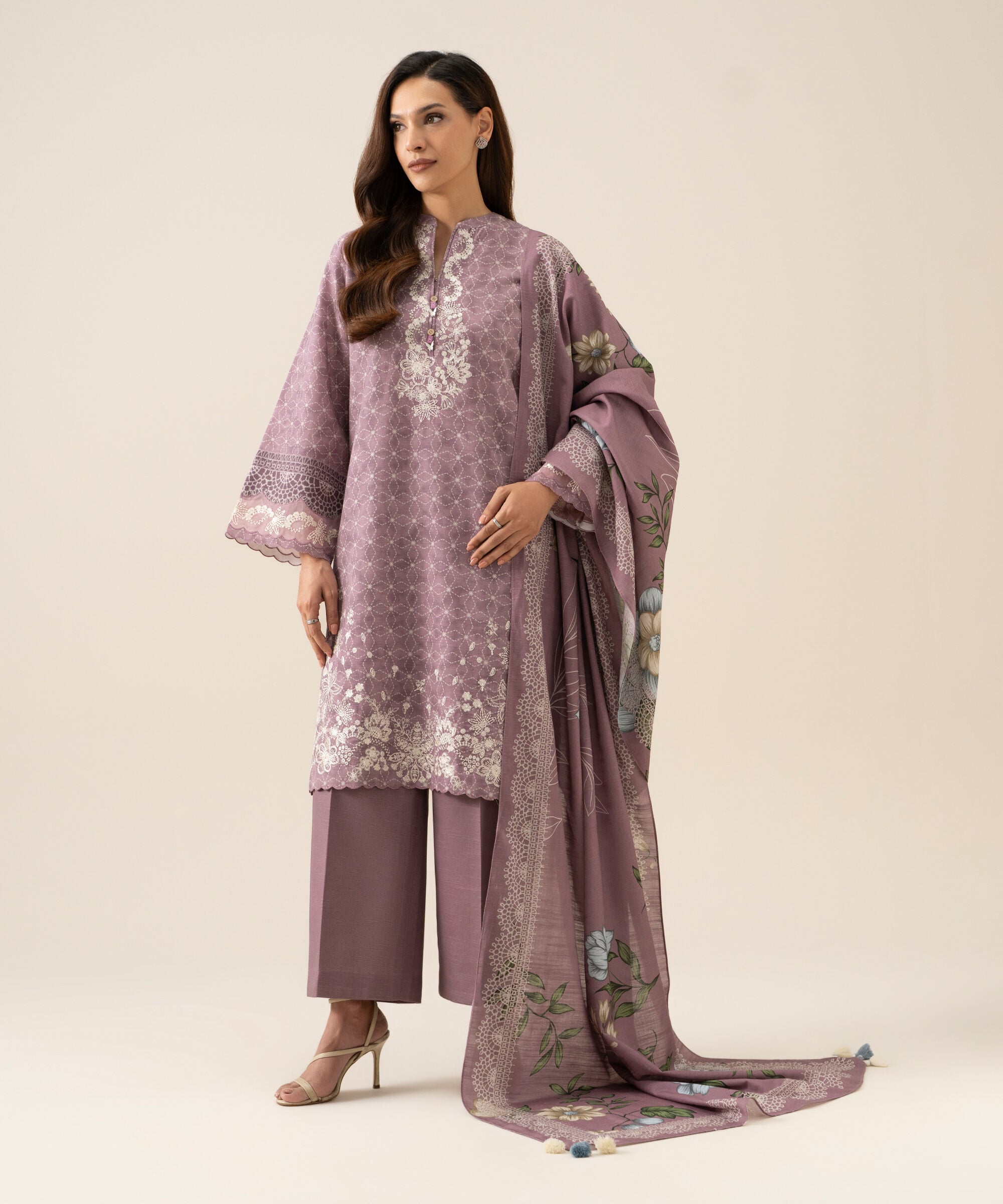 U3pesg26v943_2 Sapphire Unstitched Fall Winter 26 3 Piece - Embroidered Light Khaddar Suit | U3PESG26V943