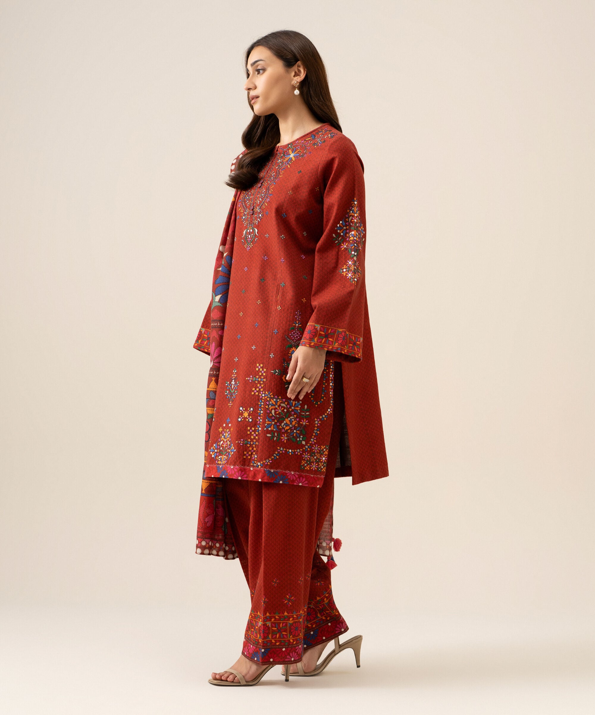 U3pesg26v948_3 Sapphire Unstitched Fall Winter 26 3 Piece - Embroidered Light Khaddar Suit | U3PESG26V948– U3PESG26V948 3