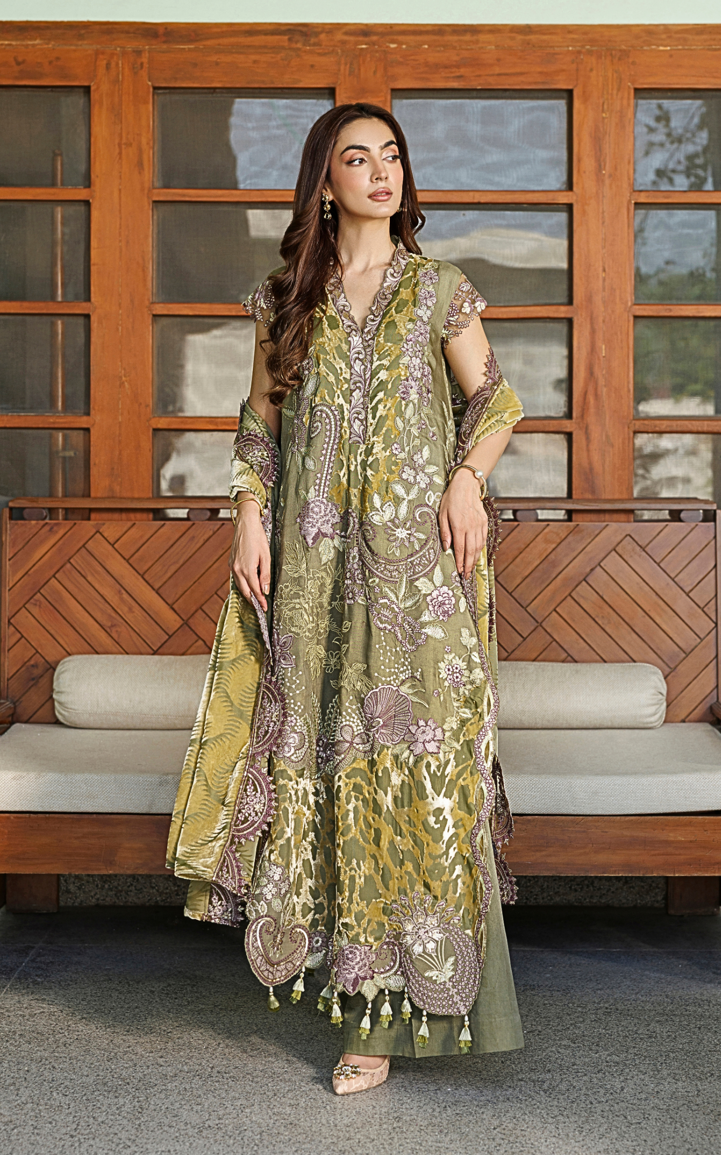 Wlxu-01_2 Asifa & Nabeel Plush Luxury Winter 26 Olive Bloom (WLXU-01) | 3pcs Embroidered Unstitched Winter– WLXU-01 2
