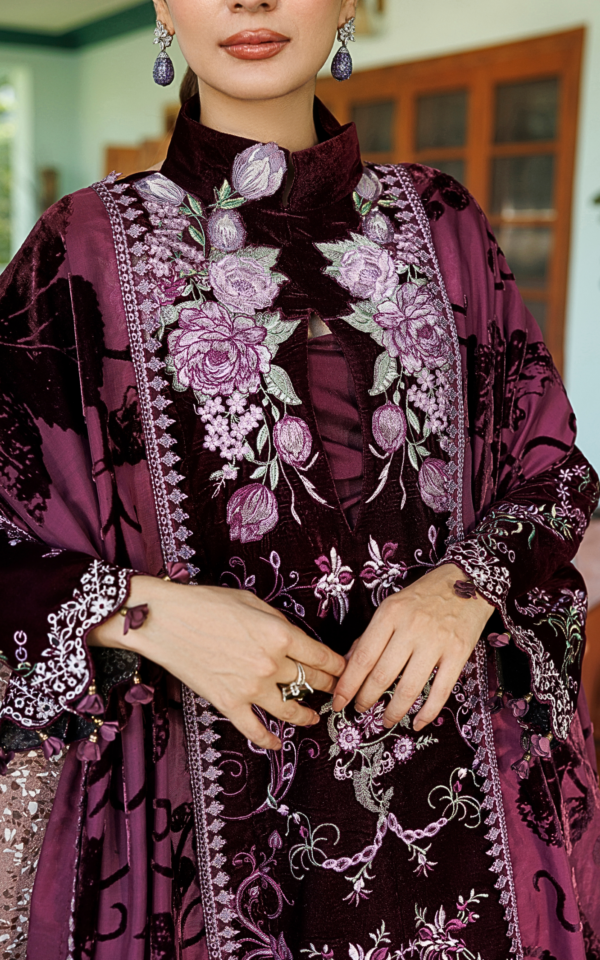 Wlxu-06_1 Asifa & Nabeel Plush Luxury Winter 26 Wine Shine (WLXU-06) | 3pcs Embroidered Unstitched Winter– WLXU-06 1