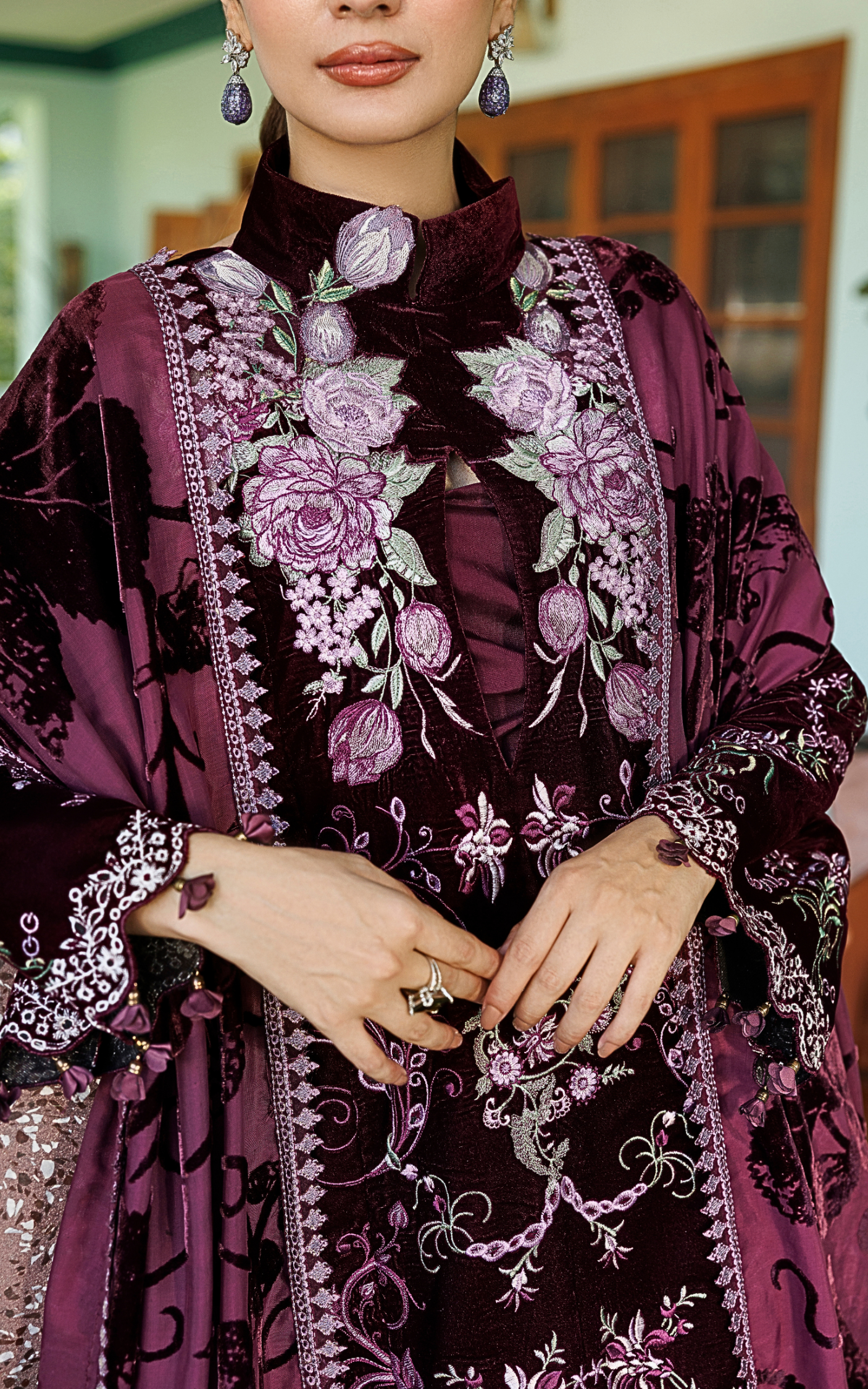 Wlxu-06_1 Asifa & Nabeel Plush Luxury Winter 26 Wine Shine (WLXU-06) | 3pcs Embroidered Unstitched Winter– WLXU-06 1