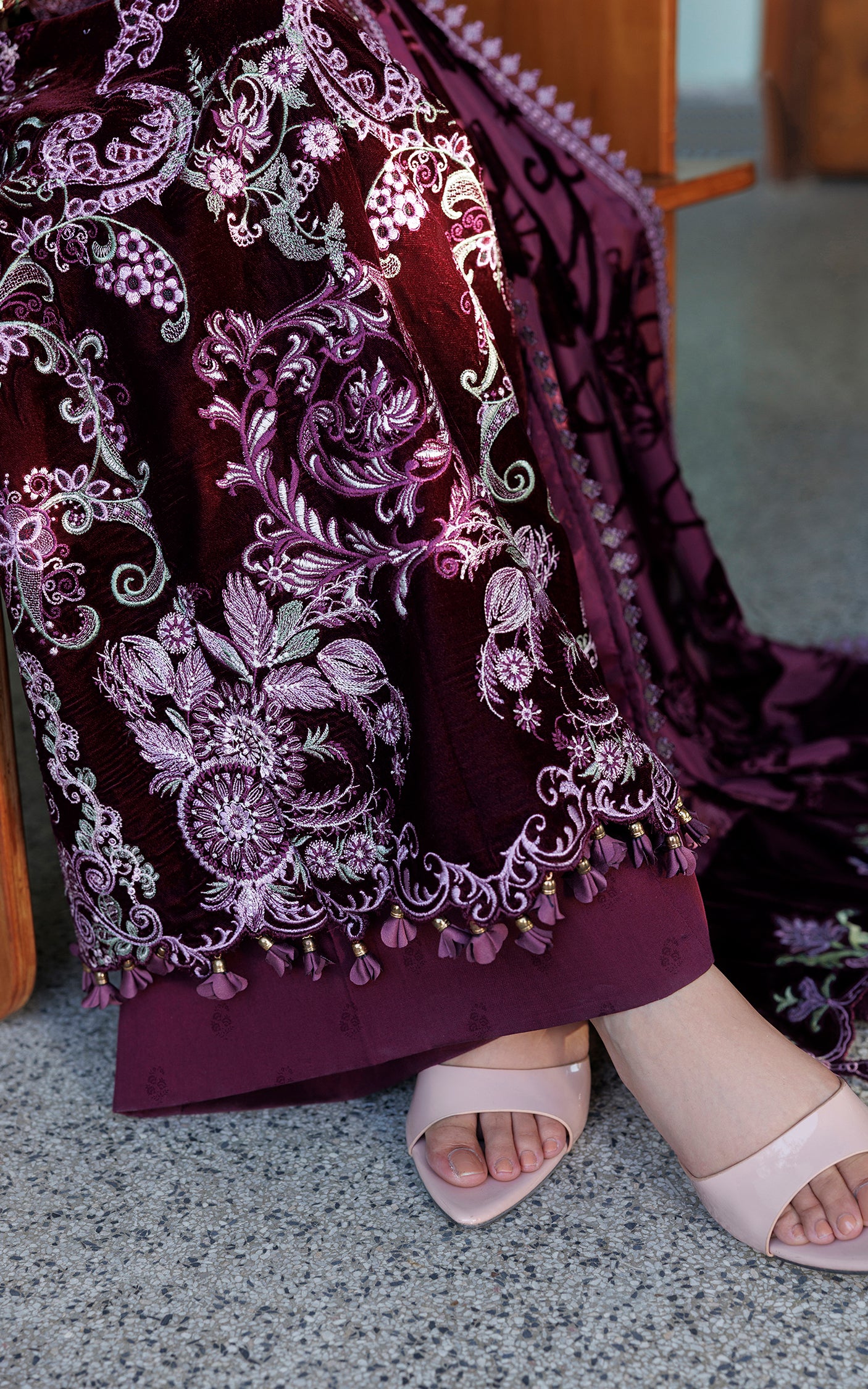 Wlxu-06_3 Asifa & Nabeel Plush Luxury Winter 26 Wine Shine (WLXU-06) | 3pcs Embroidered Unstitched Winter– WLXU-06 3