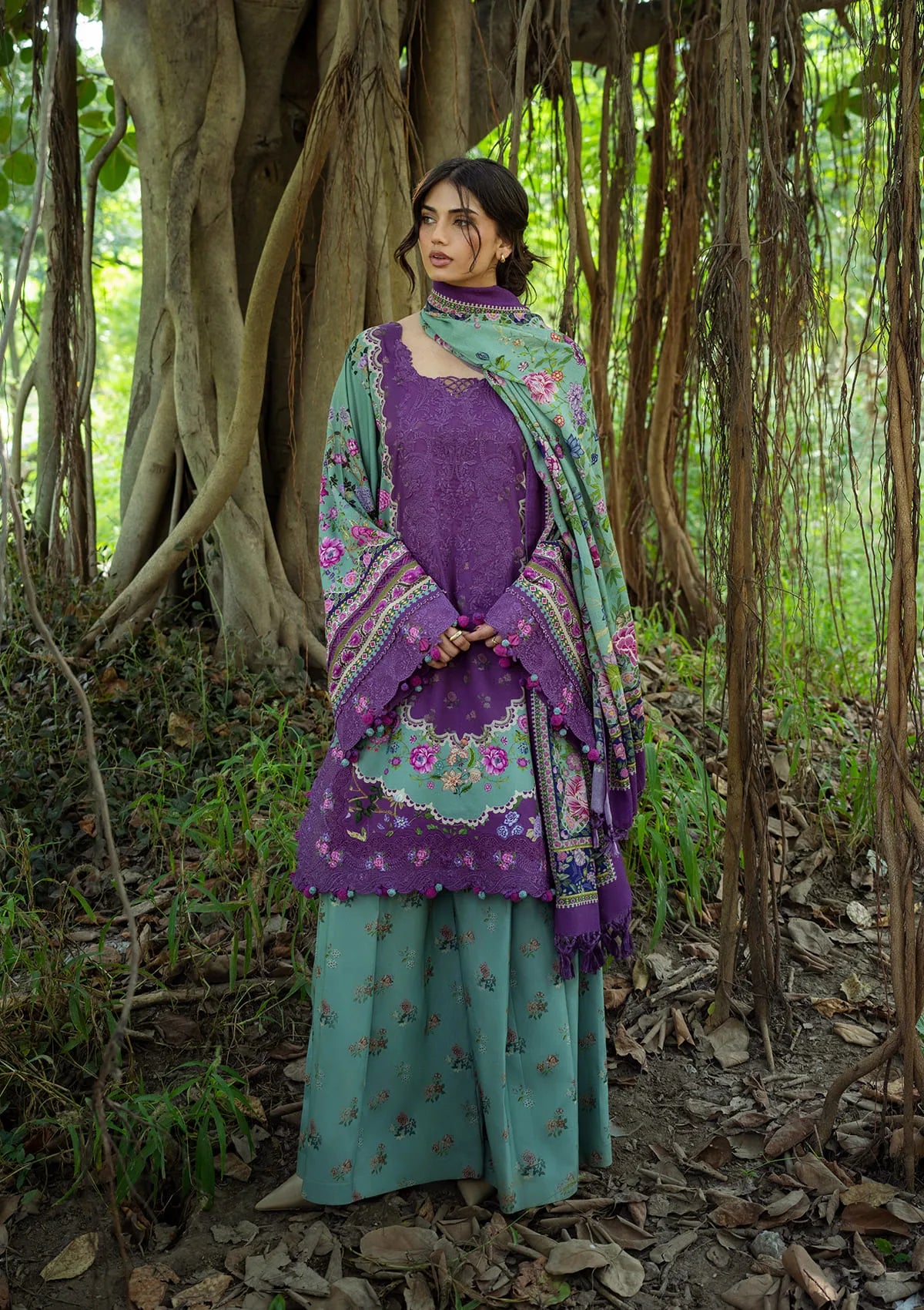 Df4ittq020bagbuimylp Elaf Wilderness Pashmina Shawl Edit 26 EWR-6A HEATHER